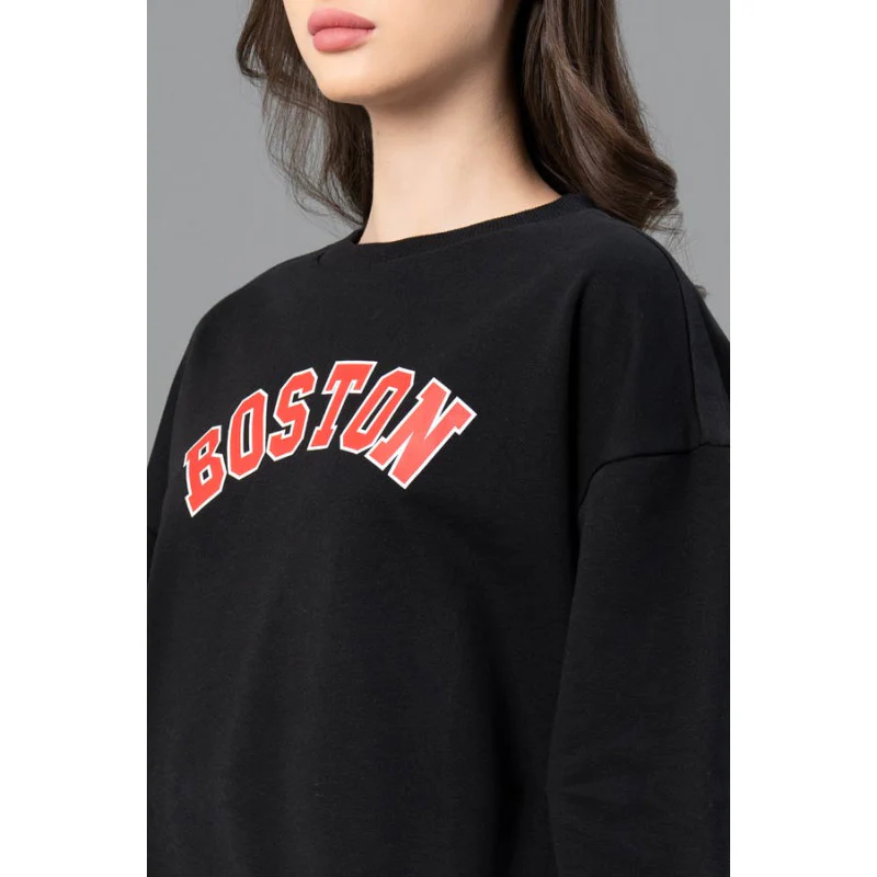 Women Black Graphic Print Sweatshirt - Image 4
