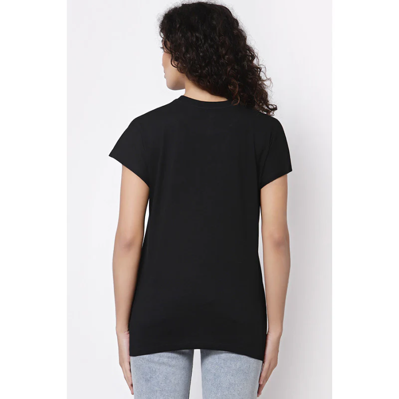 Women Black Round Neck T-Shirt - Image 4
