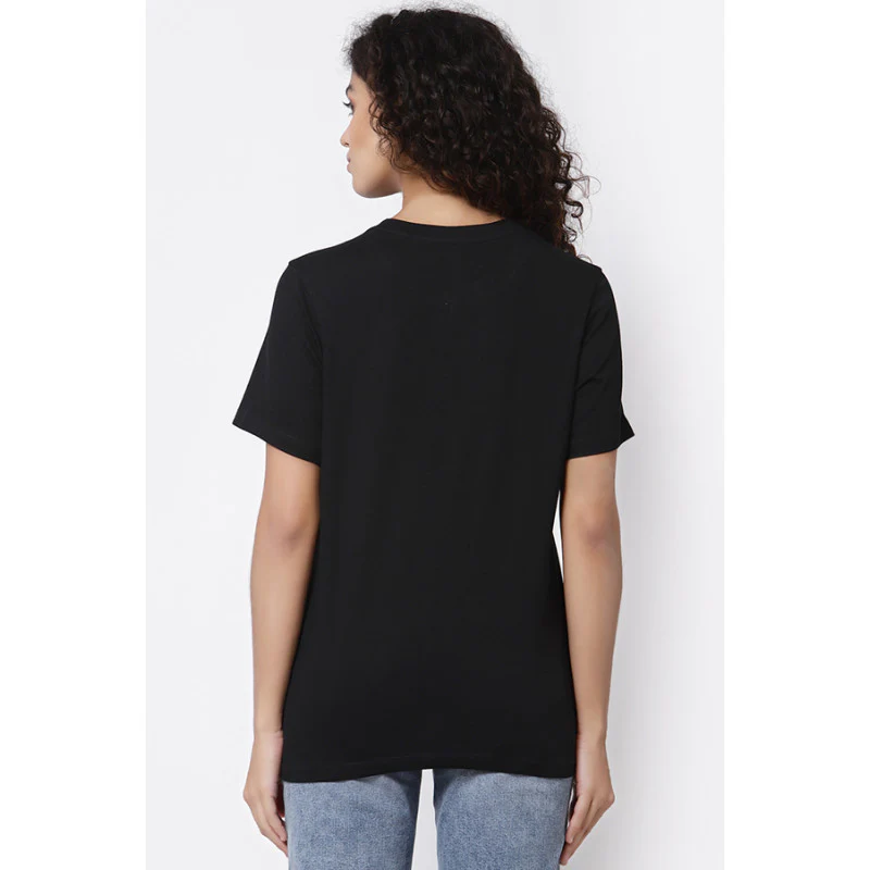 Women Black Round Neck T-Shirt - Image 4