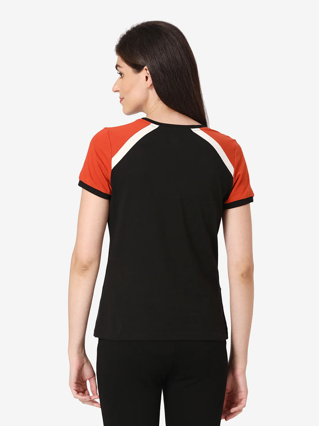 Women Black Round Neck T-Shirt - Image 4