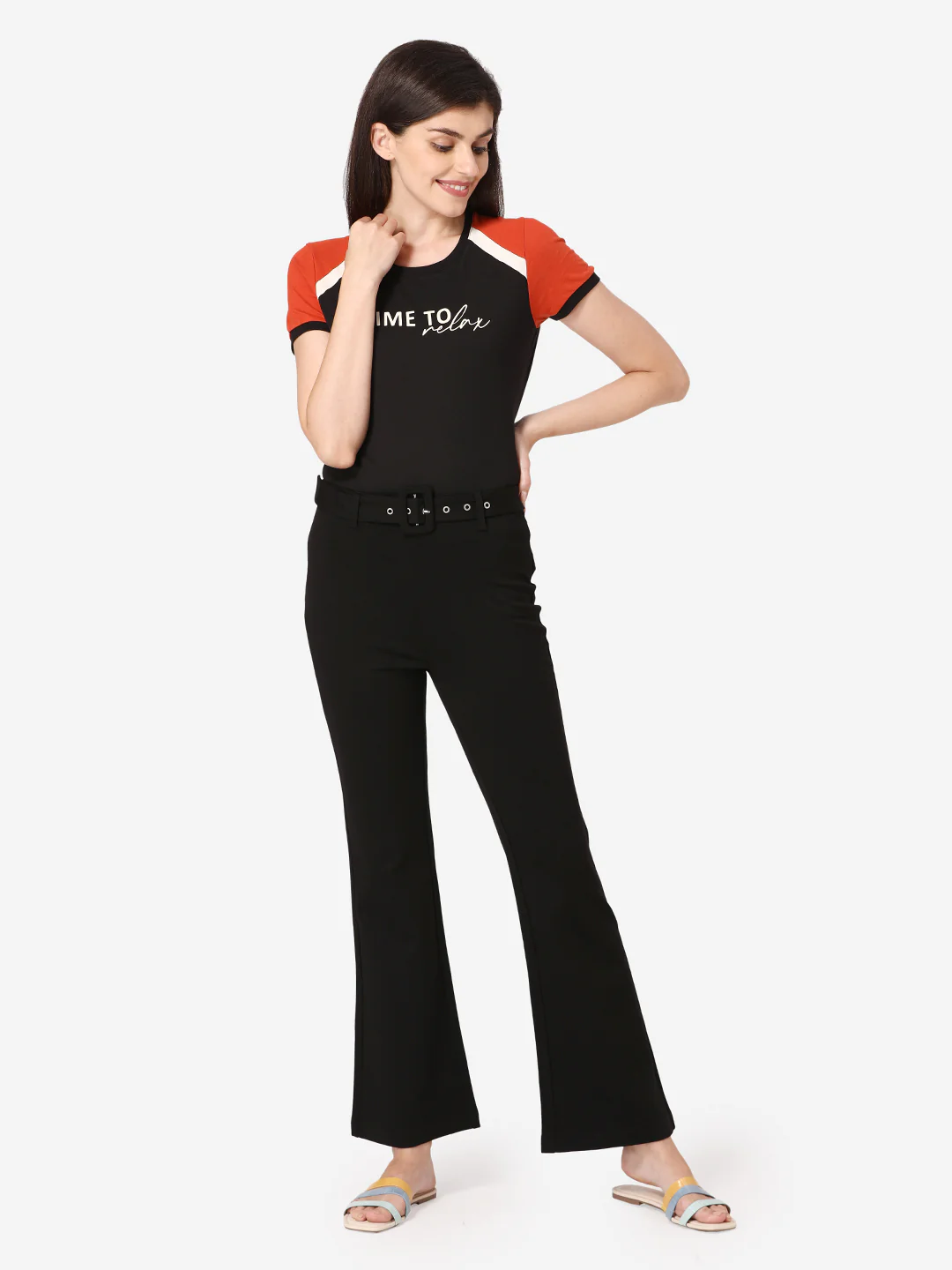 Women Black Round Neck T-Shirt - Image 5