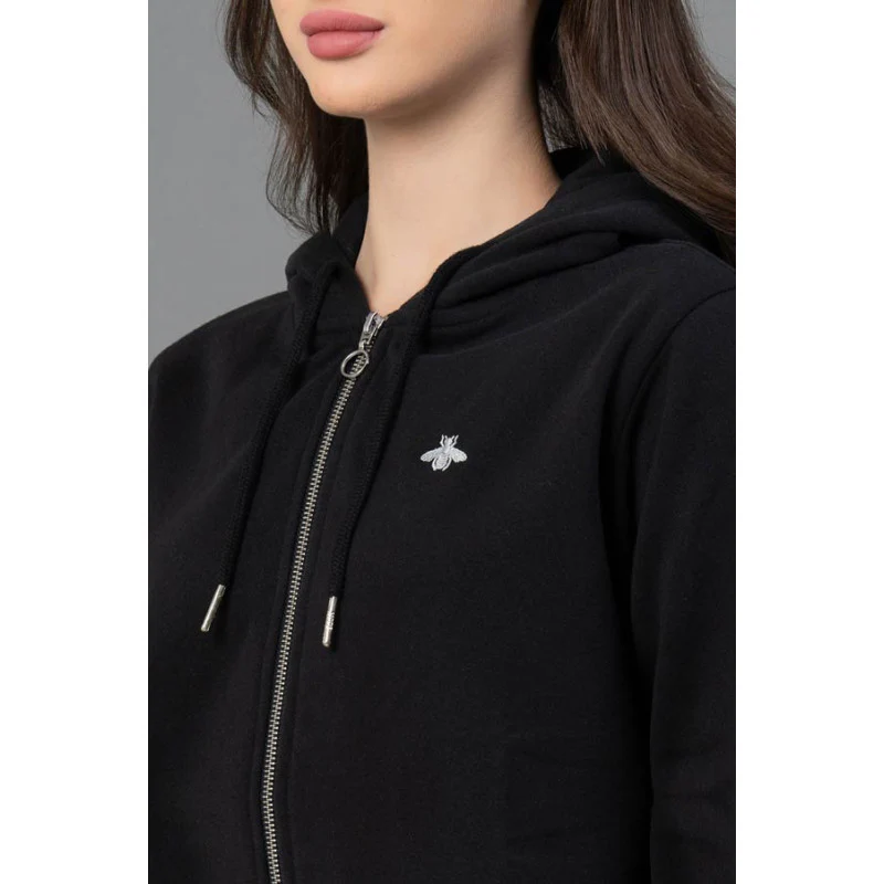 Women Black Solid Hoodie - Image 4
