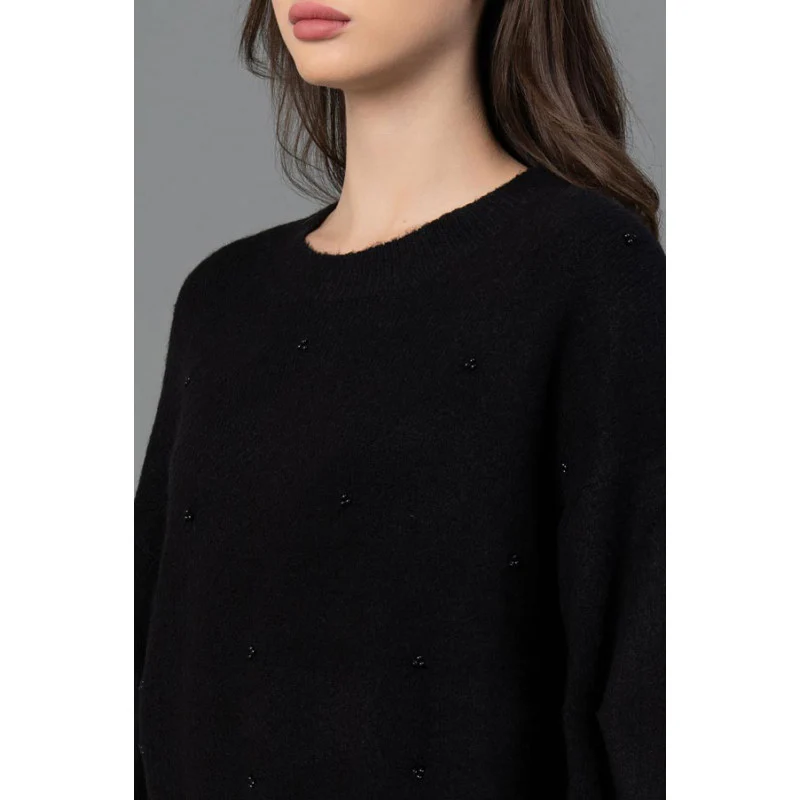 Women Black Solid Sweater - Image 4