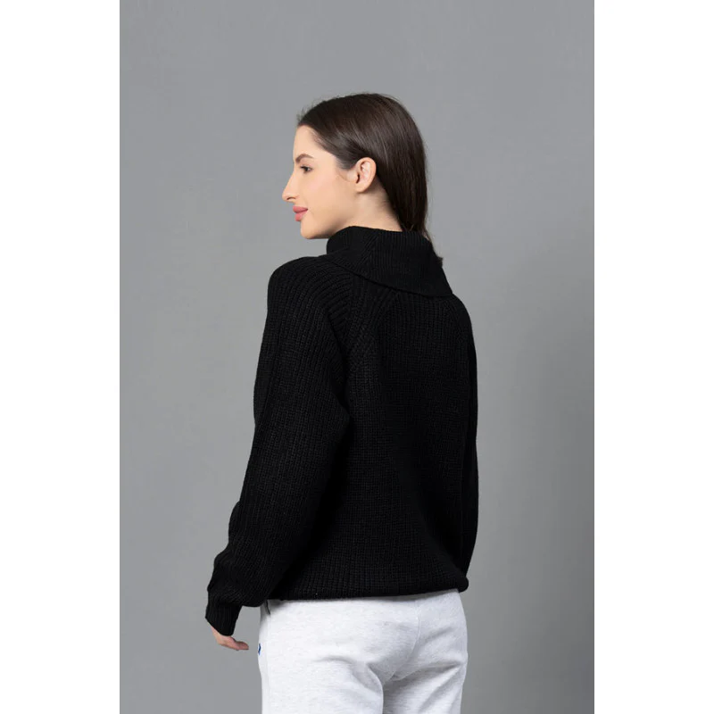 Women Black Solid Sweater - Image 3