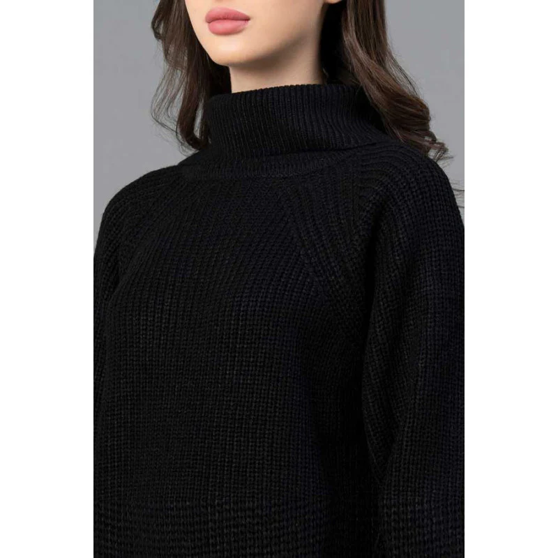 Women Black Solid Sweater - Image 4