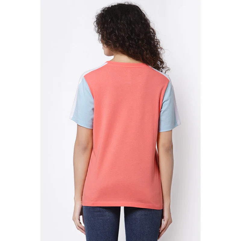 Women Bright Peach Round Neck T-Shirt - Image 4