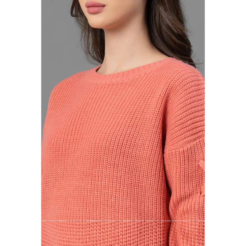 Women Deep Pink Solid Sweater - Image 4
