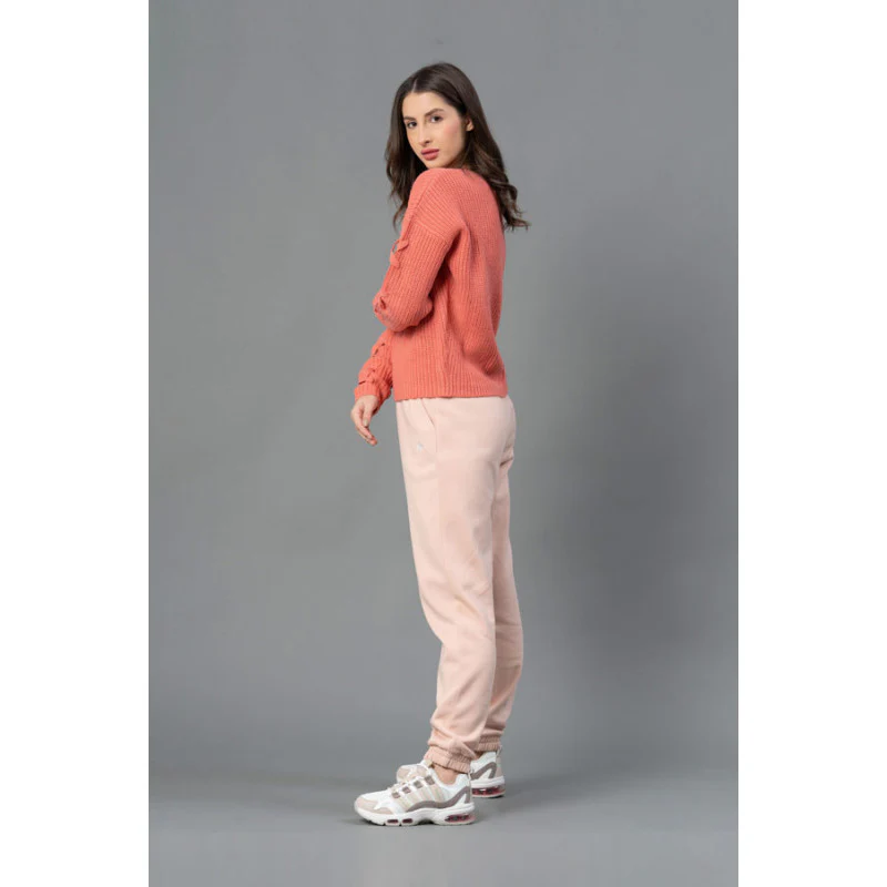 Women Deep Pink Solid Sweater - Image 5