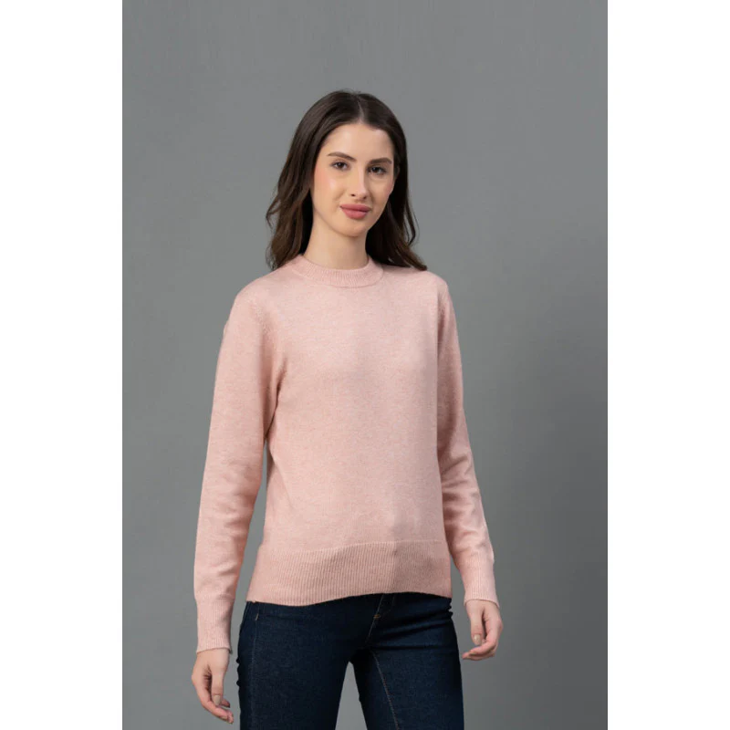 Women Dusty Pink Solid Sweater - Image 2