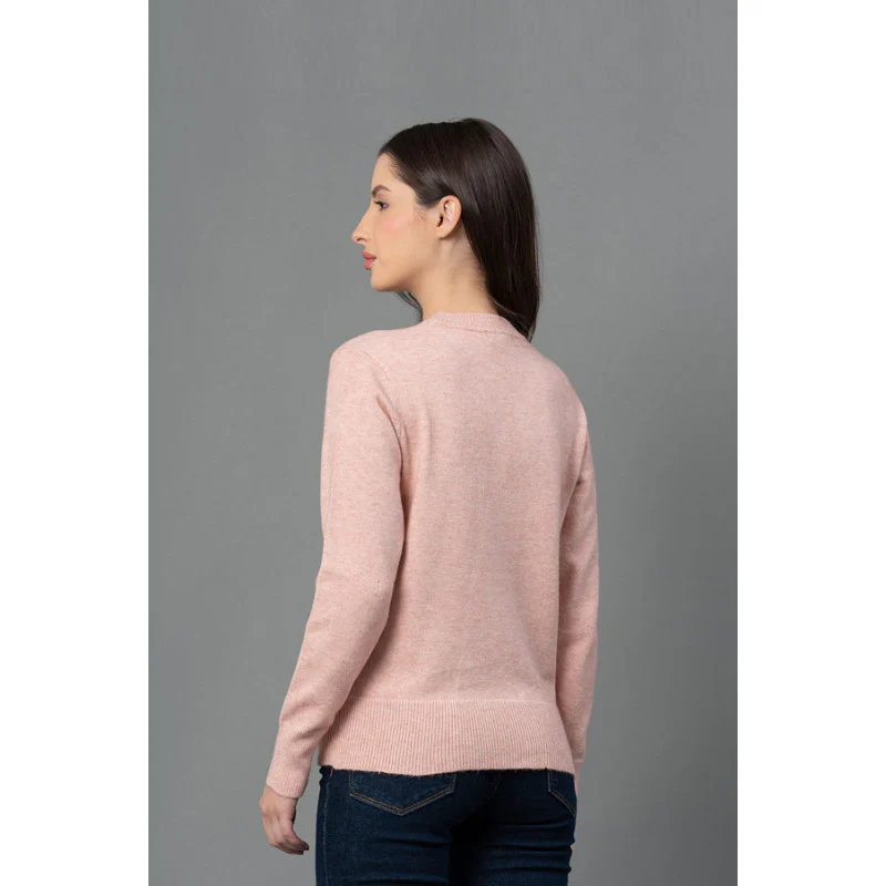 Women Dusty Pink Solid Sweater - Image 3
