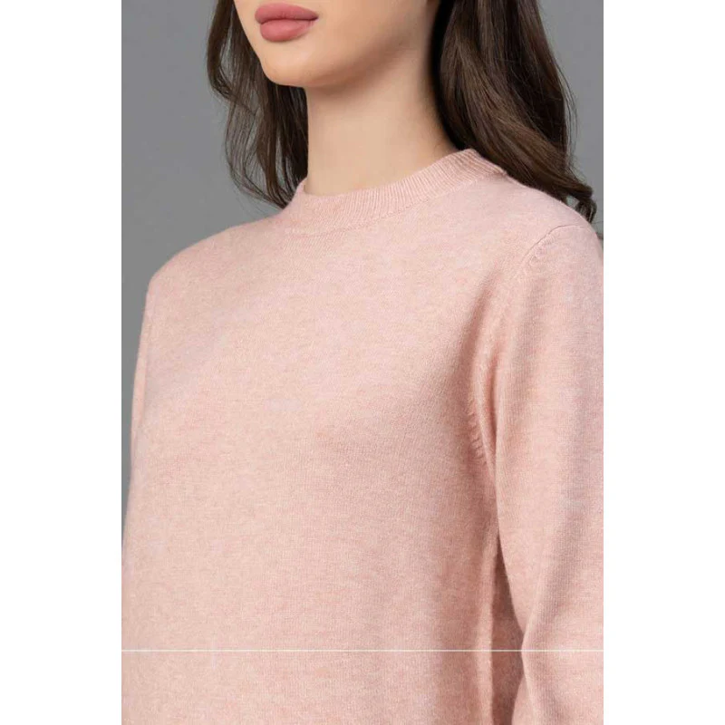 Women Dusty Pink Solid Sweater - Image 4