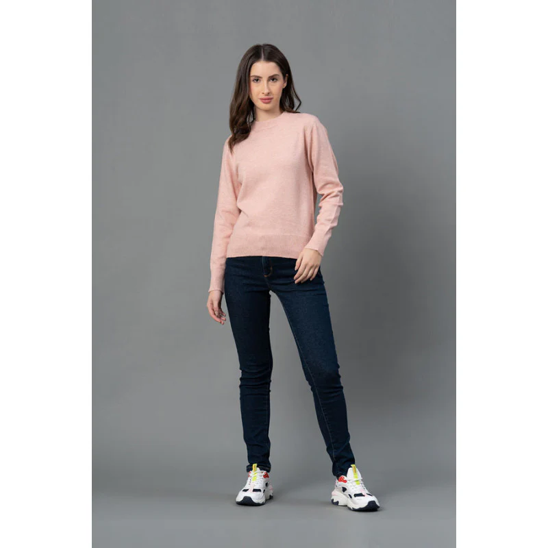Women Dusty Pink Solid Sweater - Image 5