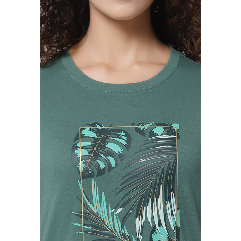 Women Green Half Sleeve T-Shirt - Image 2