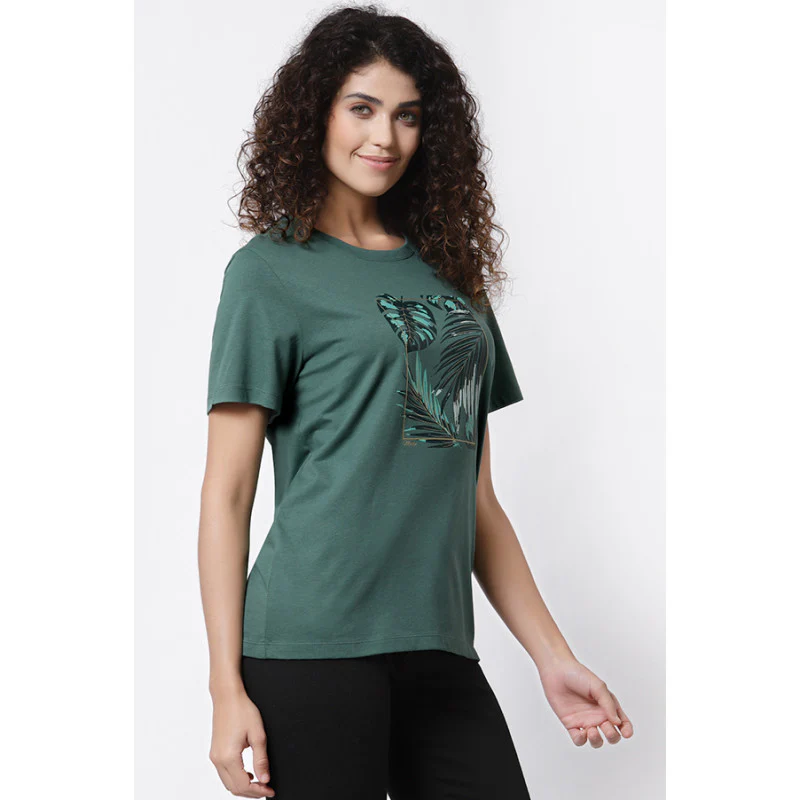 Women Green Half Sleeve T-Shirt - Image 3
