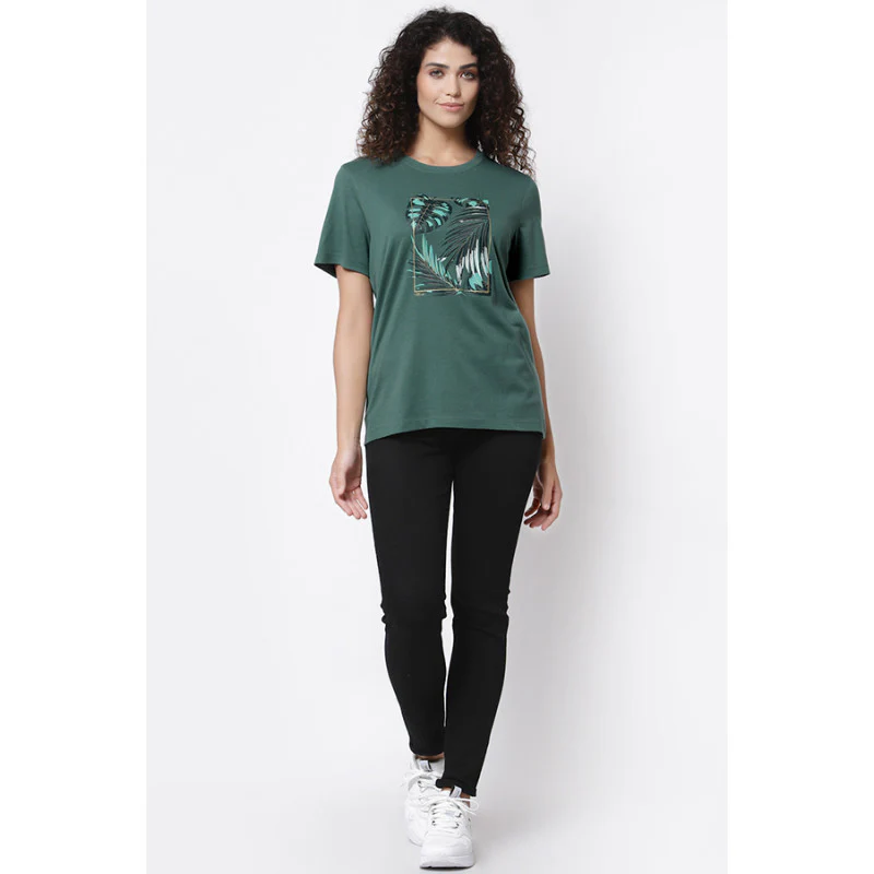 Women Green Half Sleeve T-Shirt - Image 5