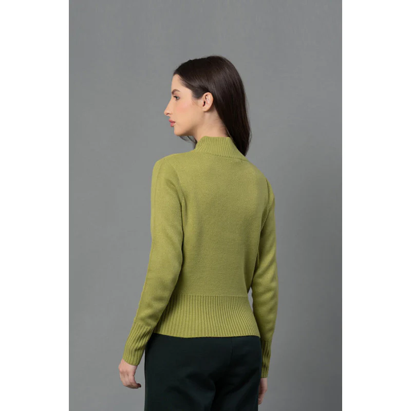 Women Green Solid Sweater - Image 3