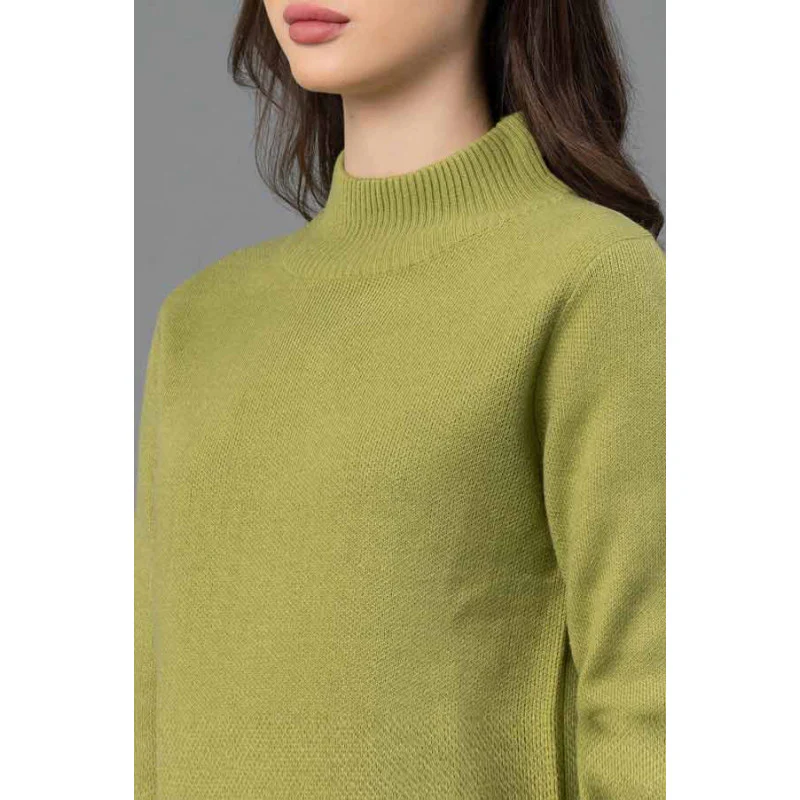 Women Green Solid Sweater - Image 4