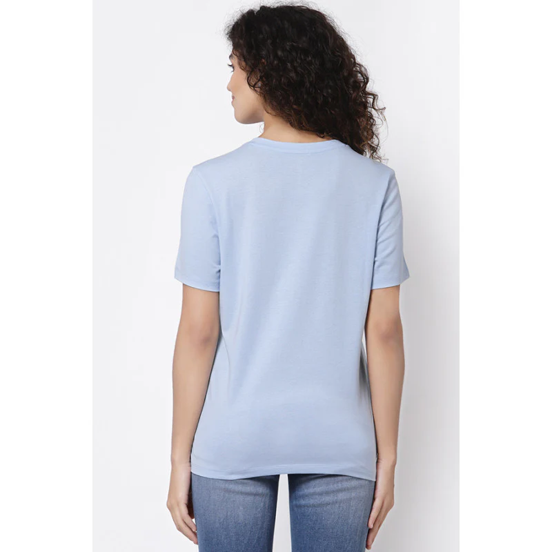 Women Ice Blue Round Neck T-Shirt - Image 4