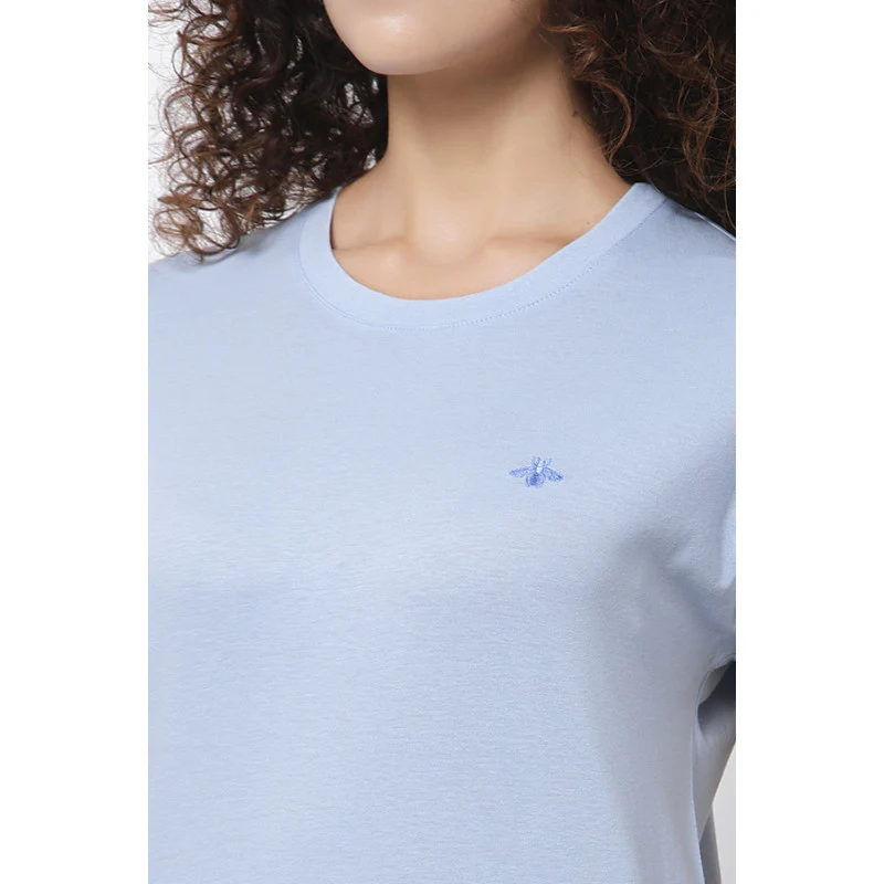 Women Ice Blue Round Neck T-Shirt - Image 2