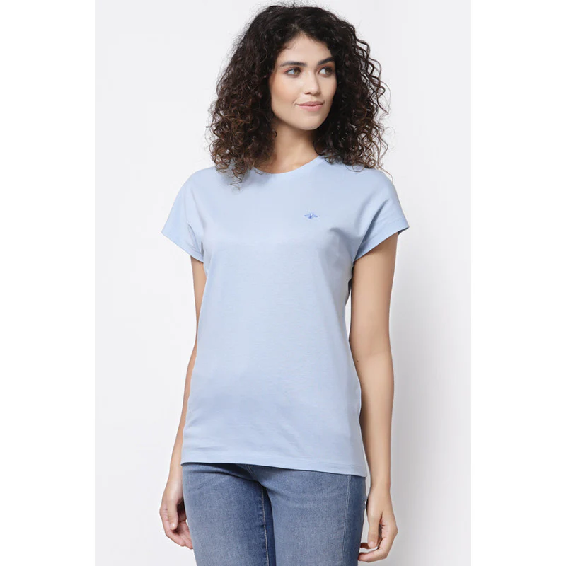 Women Ice Blue Round Neck T-Shirt - Image 3