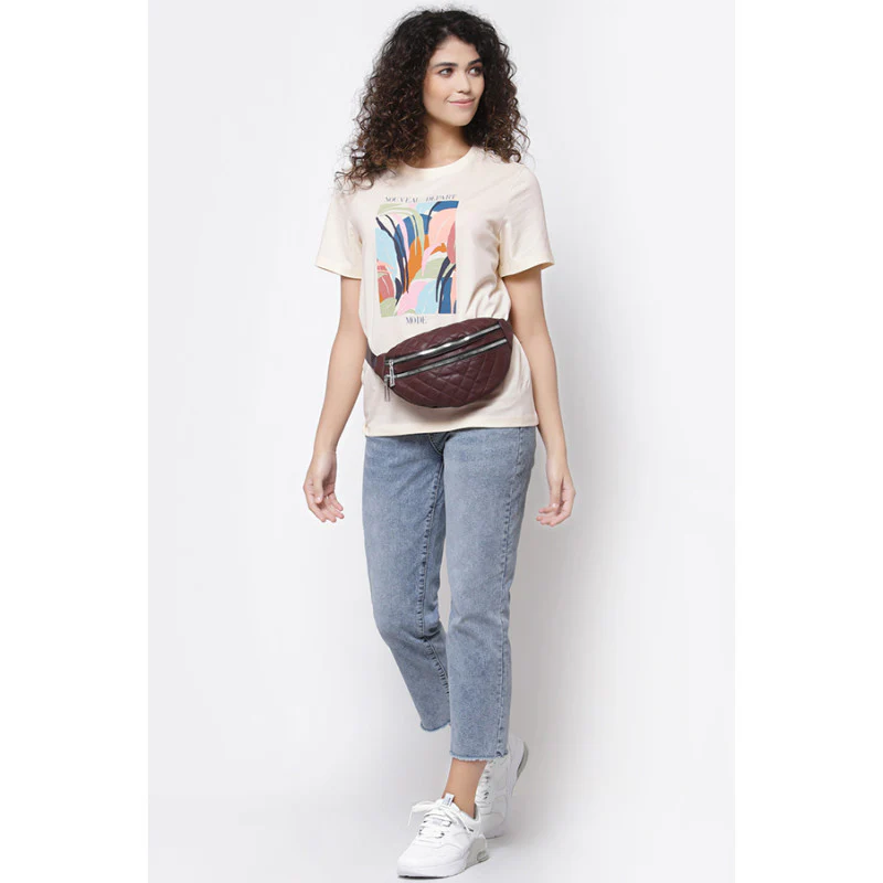 Women Ivory Round Neck T-Shirt - Image 5