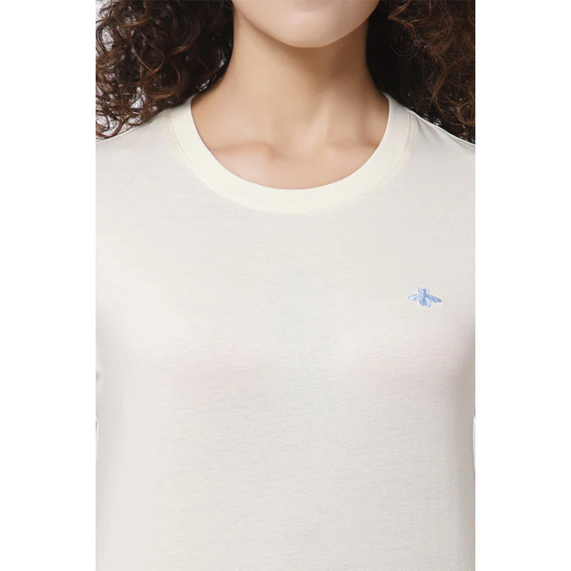 Women Ivory Round Neck T-Shirt - Image 2