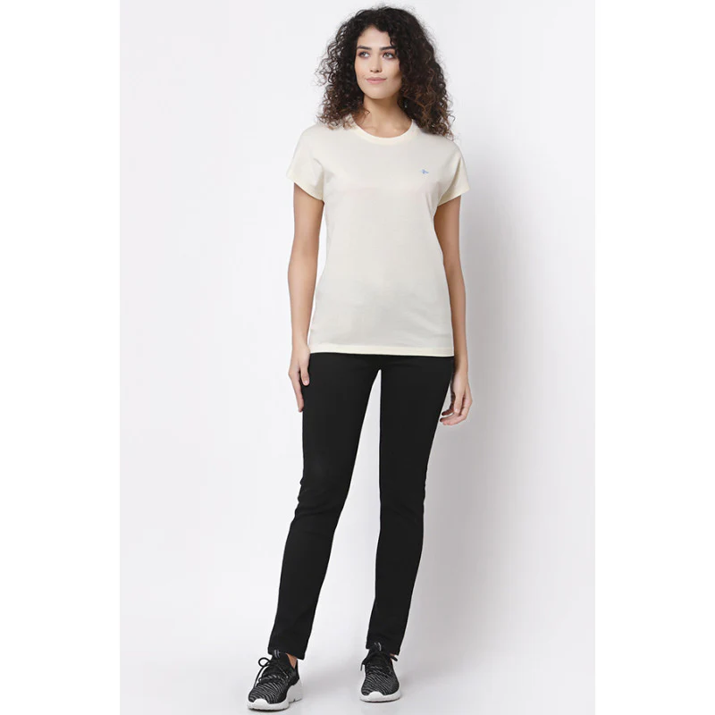 Women Ivory Round Neck T-Shirt - Image 5