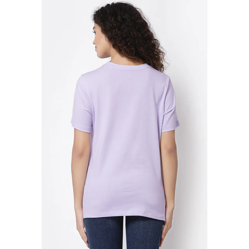Women Lavender Round Neck T-Shirt - Image 4