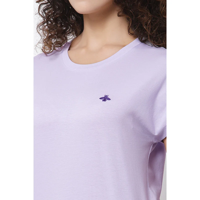 Women Lavender Round Neck T-Shirt - Image 2