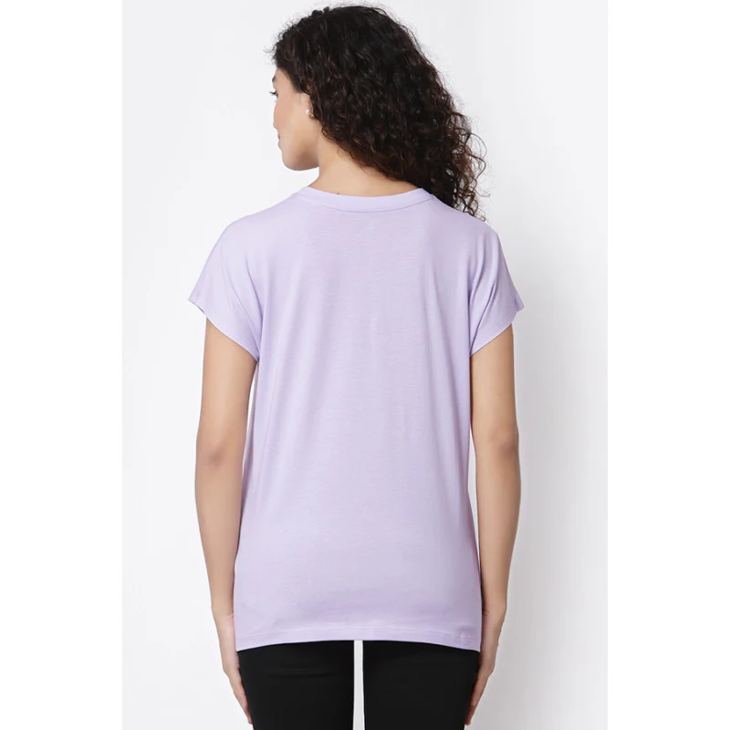 Women Lavender Round Neck T-Shirt - Image 4