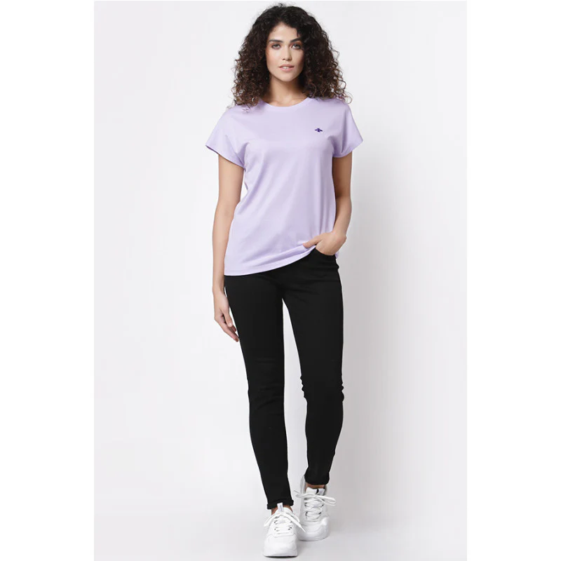 Women Lavender Round Neck T-Shirt - Image 5