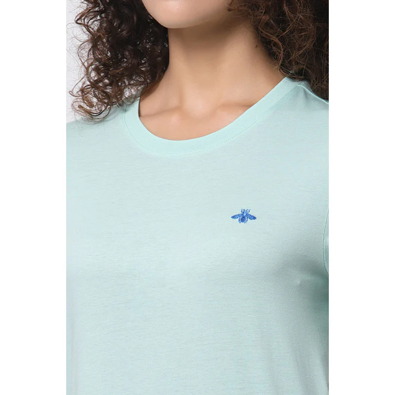 Women Mint Green Round Neck T-Shirt - Image 2