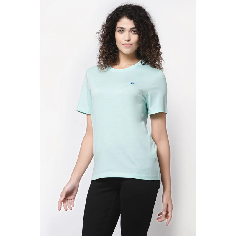 Women Mint Green Round Neck T-Shirt - Image 3