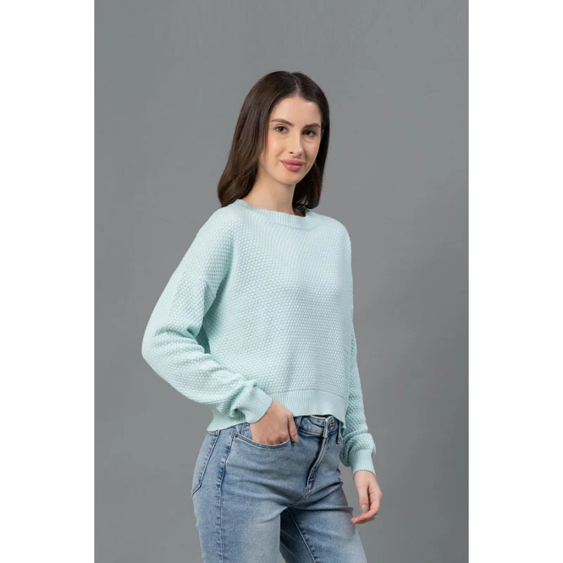 Women Mint Solid Sweater - Image 2