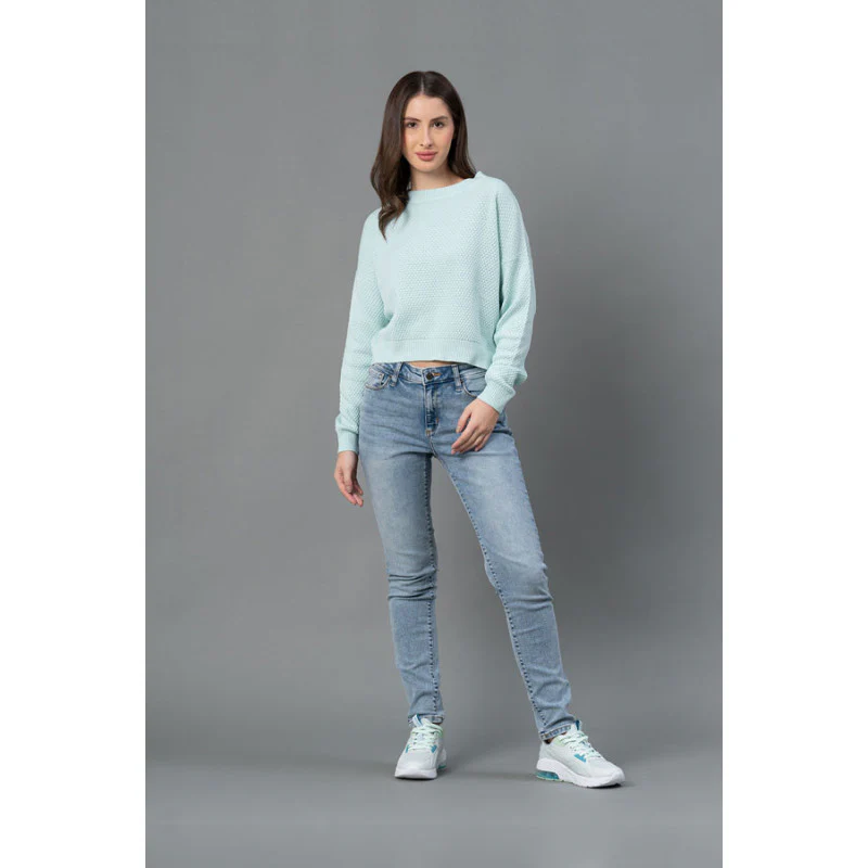 Women Mint Solid Sweater - Image 5