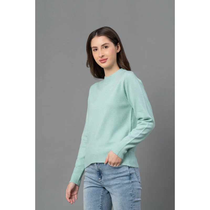 Women Mint Solid Sweater - Image 2