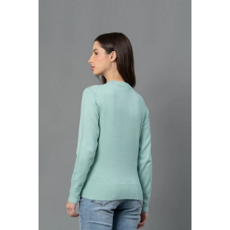 Women Mint Solid Sweater - Image 3