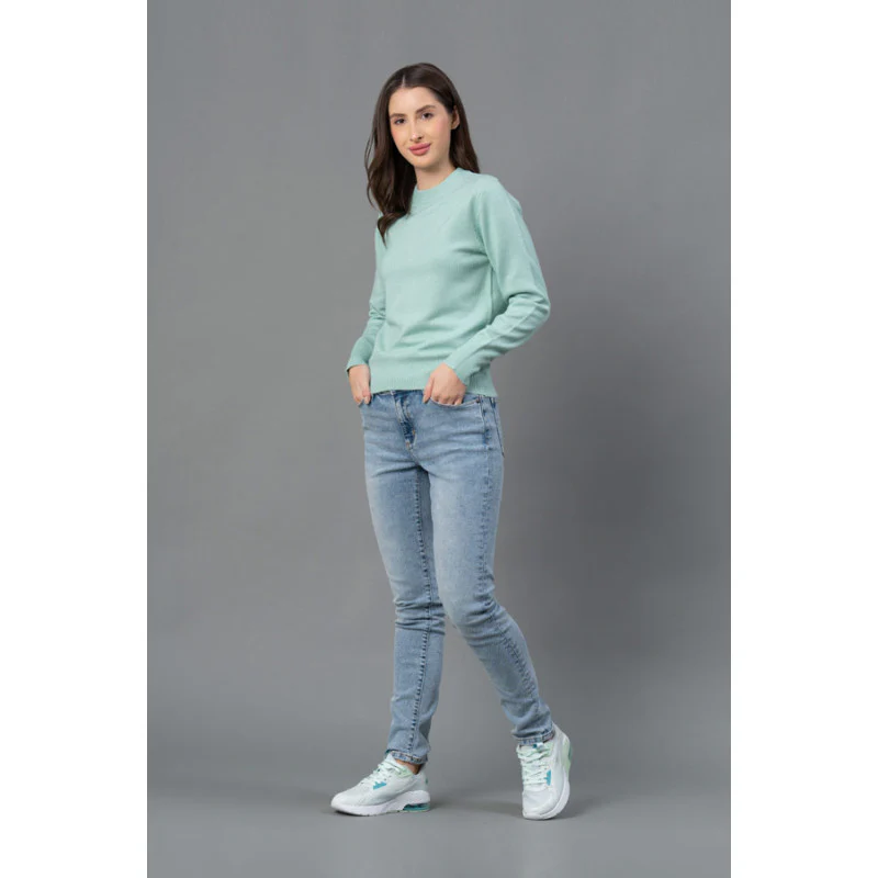 Women Mint Solid Sweater - Image 5
