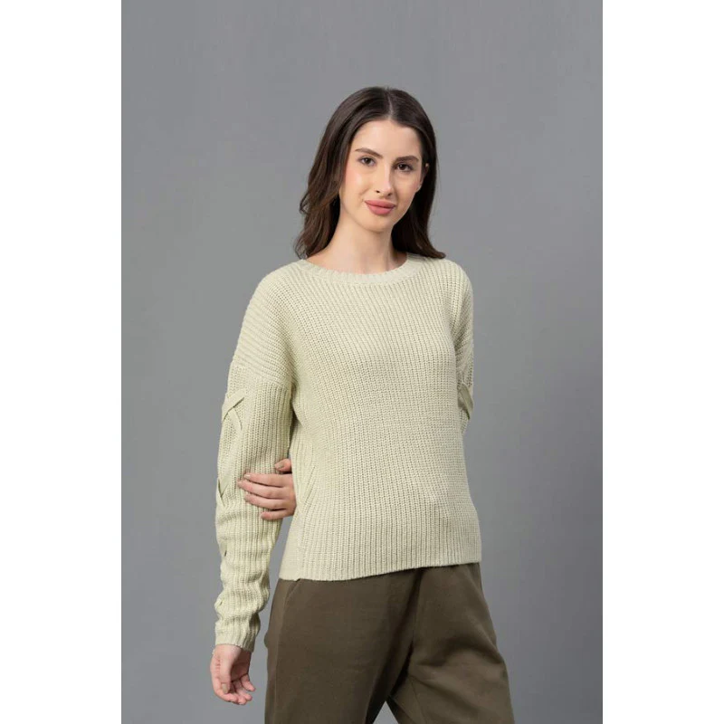 Women Mint Solid Sweater - Image 2