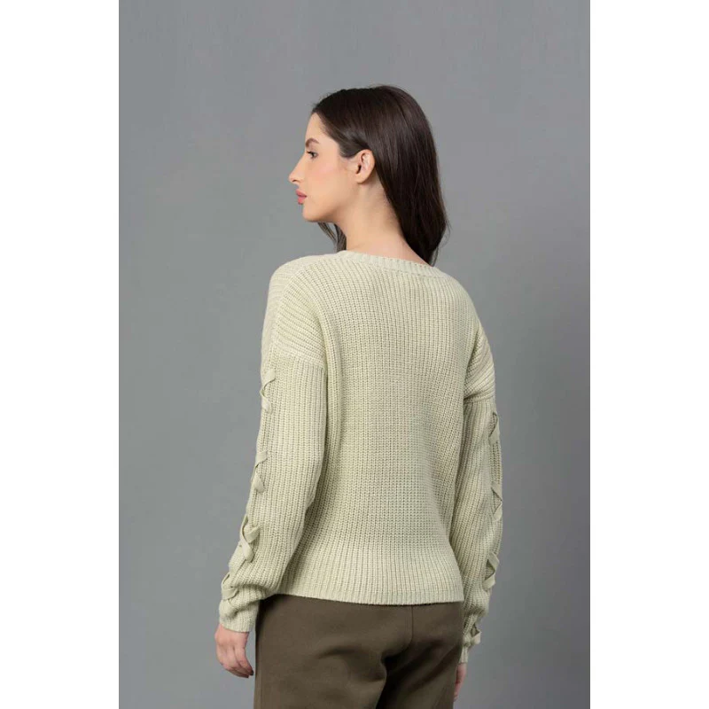 Women Mint Solid Sweater - Image 3