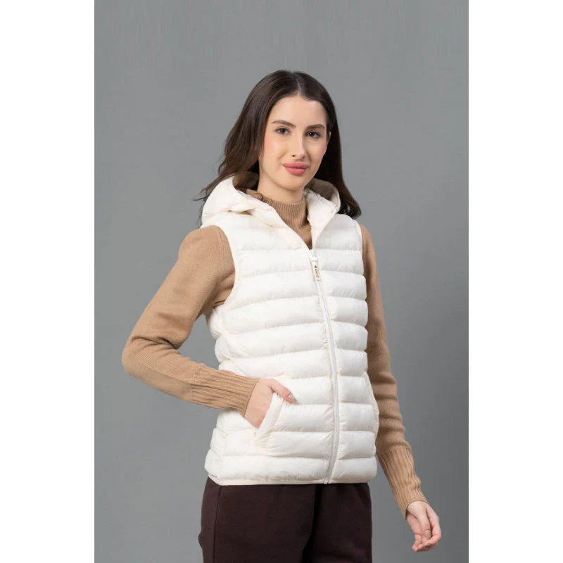 Women Off White Solid Jacket - Image 2