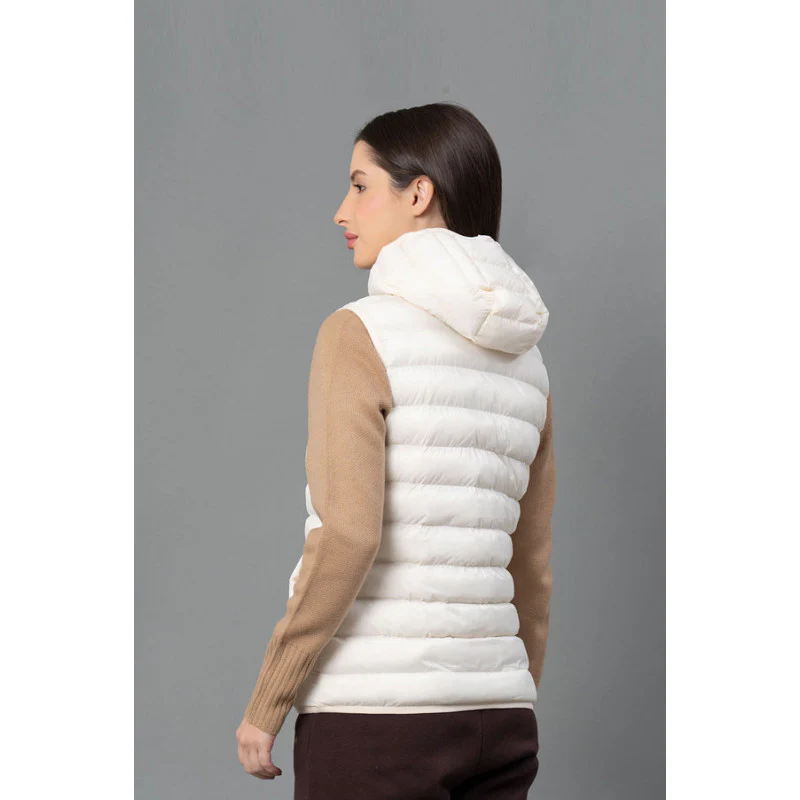 Women Off White Solid Jacket - Image 3