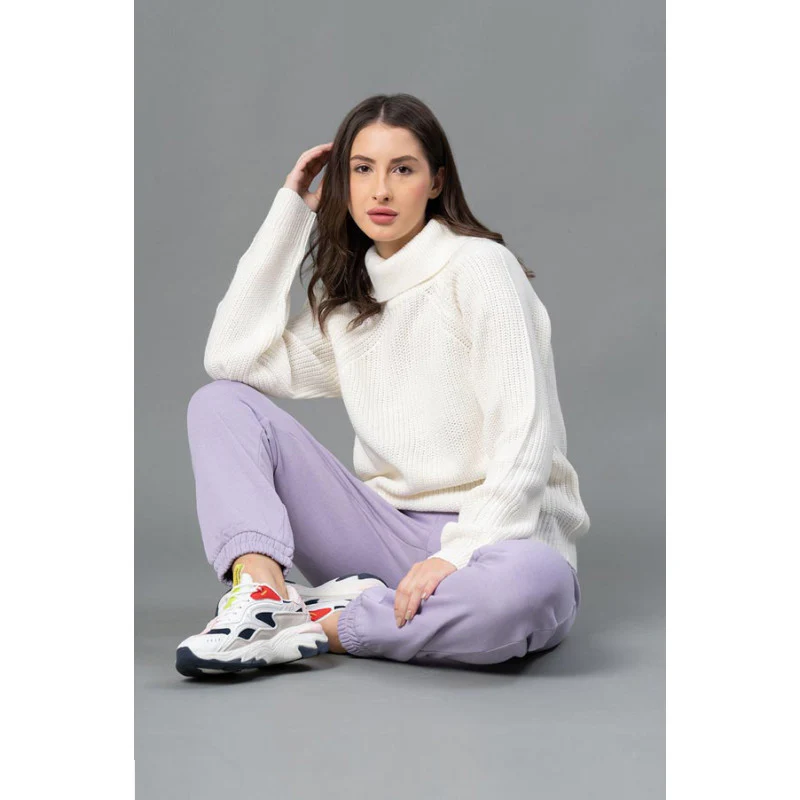Women Off White Solid Sweater - Image 5
