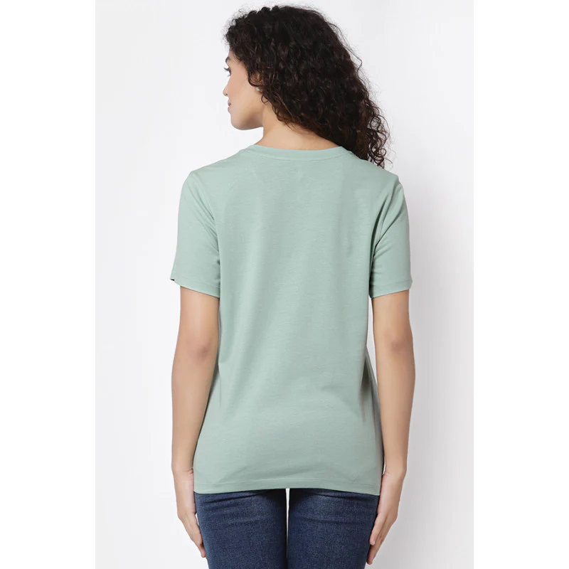 Women Pastel Green Round Neck T-Shirt - Image 4
