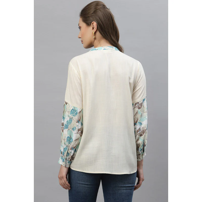 Women Peach Printed Blouse Top - Image 3