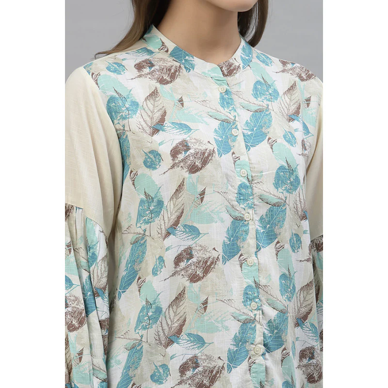 Women Peach Printed Blouse Top - Image 4