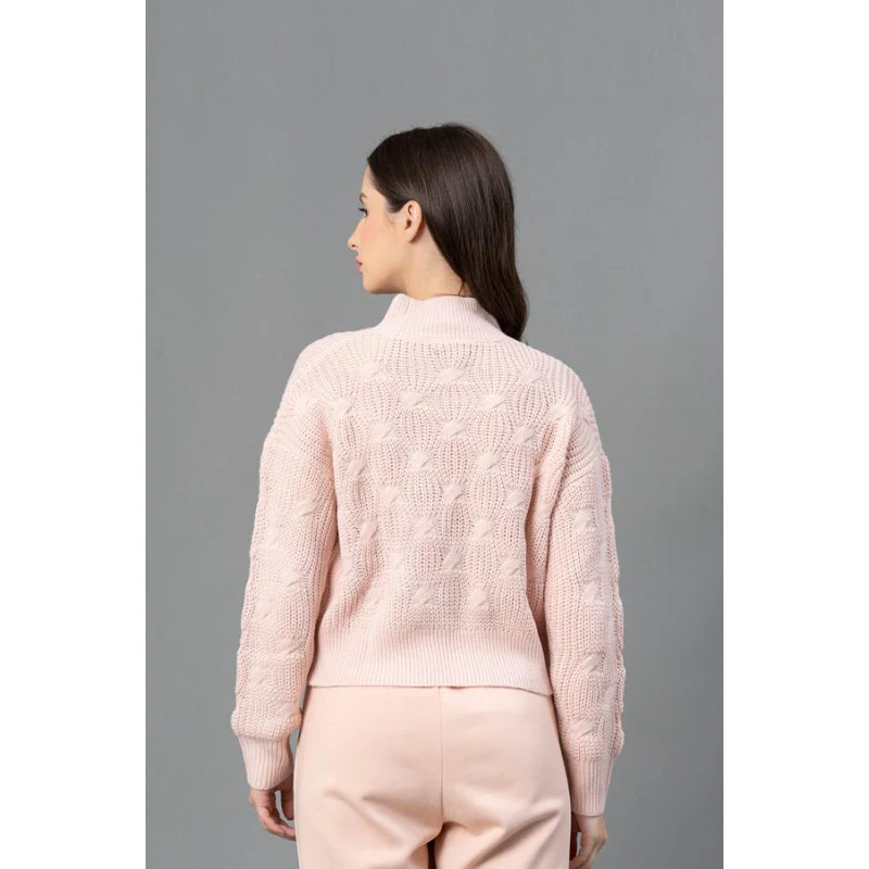 Women Peach Texture Design Sweater - Image 3