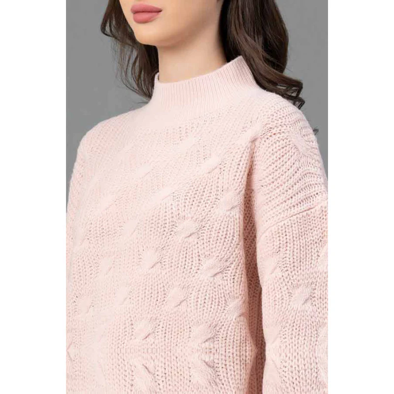 Women Peach Texture Design Sweater - Image 4