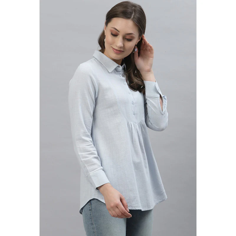 Women Powder Blue Blouse Top - Image 2