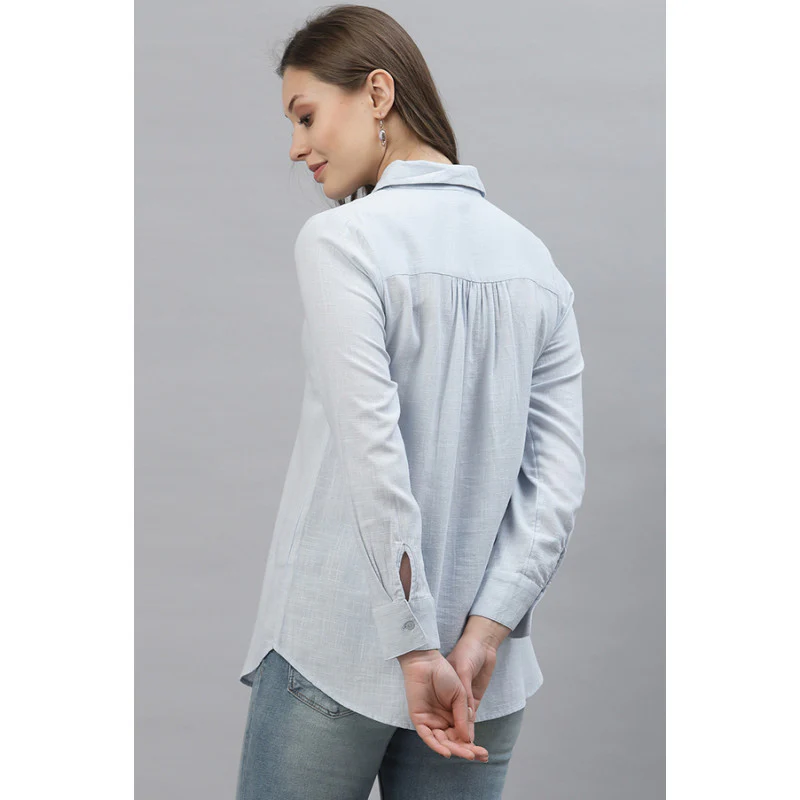 Women Powder Blue Blouse Top - Image 3